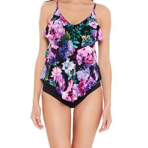 MagicSuit Women's New Romantic Rita Tankini Swim Top in Black/Multi (6013544) |